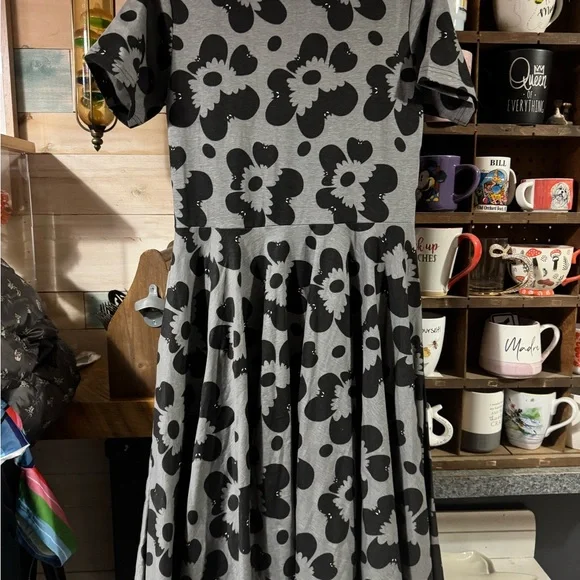 Women’s Svaha Small Halloween gray with black bats print dress NWT 100% cotton - Picture 3 of 6